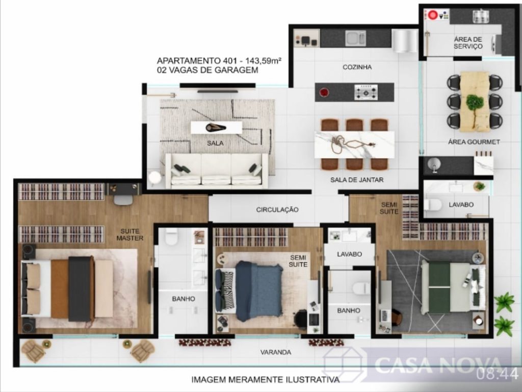 Apartamento à venda no Centro com 143.59 m², 3 quartos e 2 vagas — foto 5